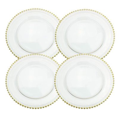 Beaded trim clear glass plate (3)