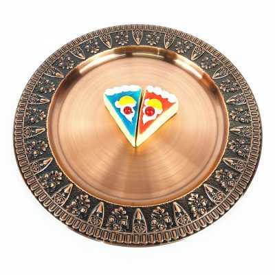 Fine carved round copper plate (4)