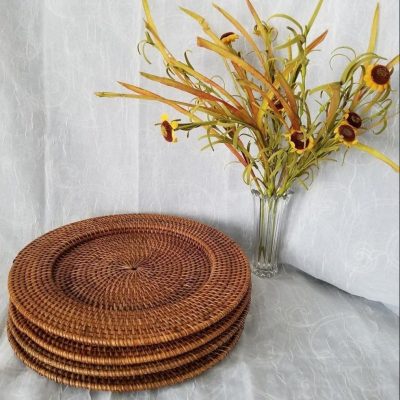 Home retro rattan charger plate (2)
