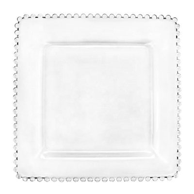 Clear square glass charger plate (2)